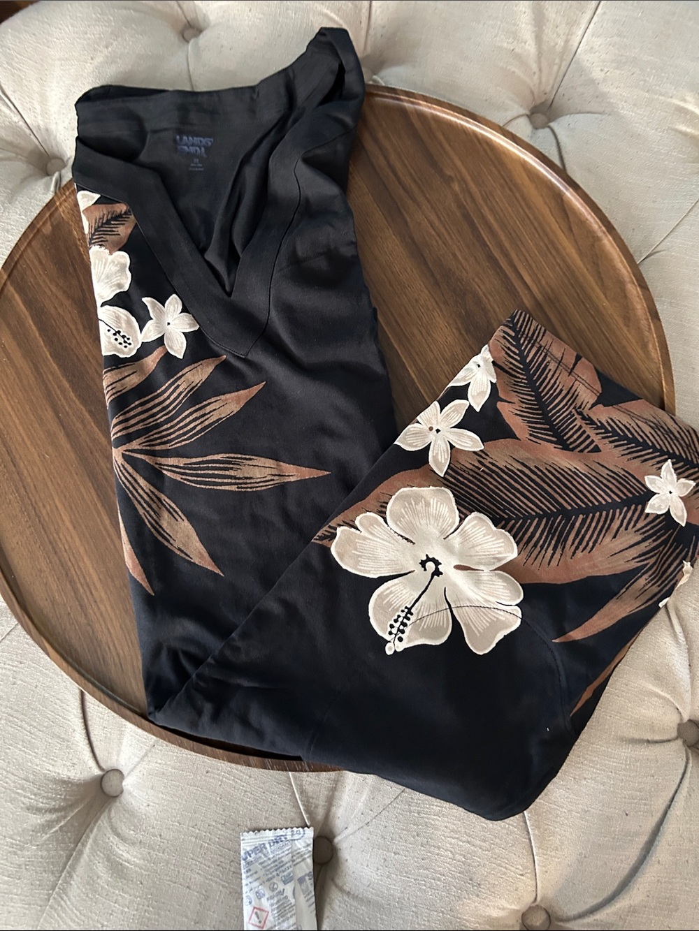 Black Floral Print Plus Size swim cover up/ dress. Plus size 2x